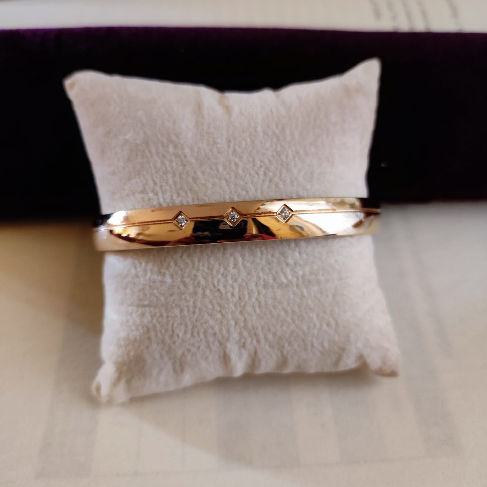 Rose Gold Men's Diamond-Cut Studded Kada - Image 2