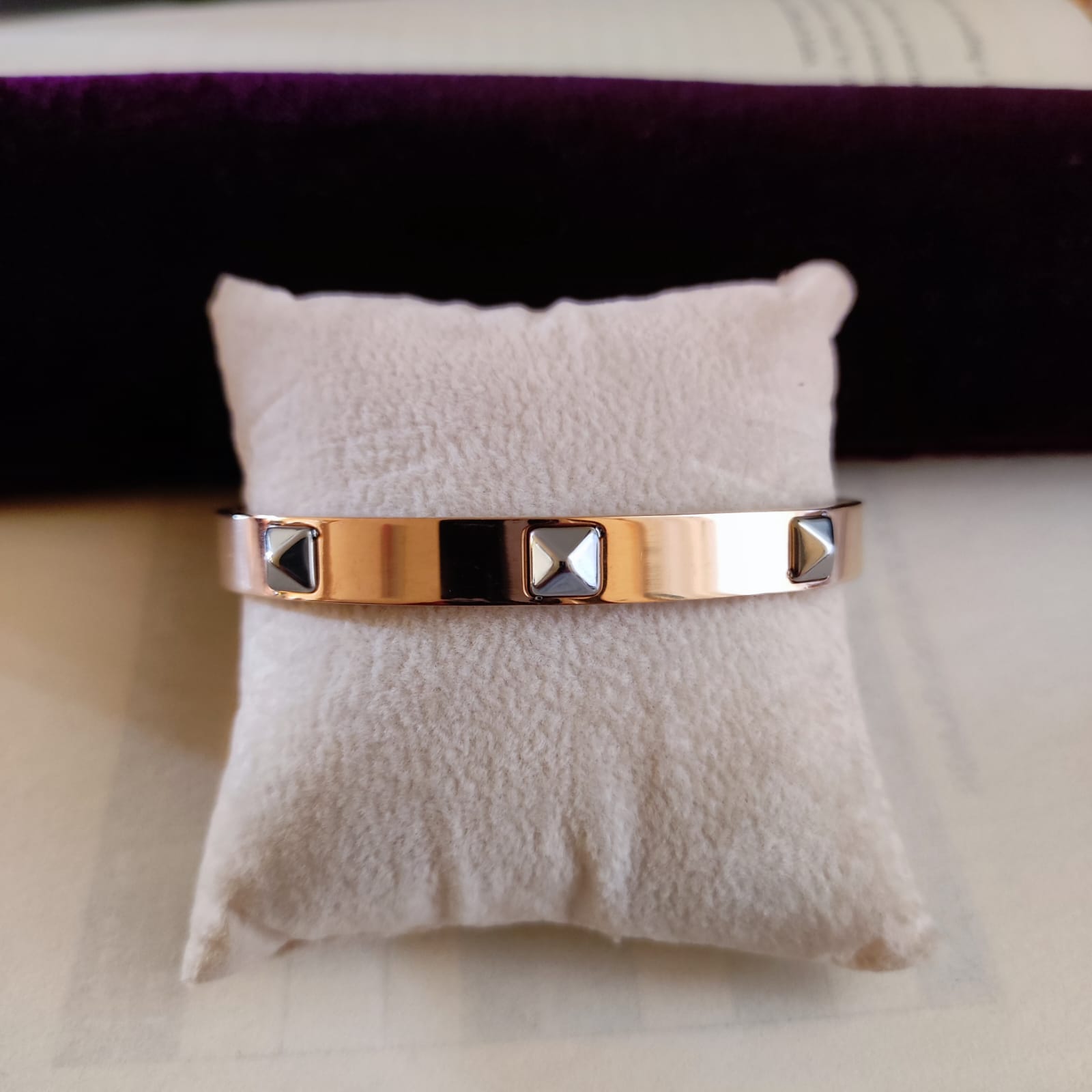 Rose Gold Men's Pyramid Stud Kada - Image 2