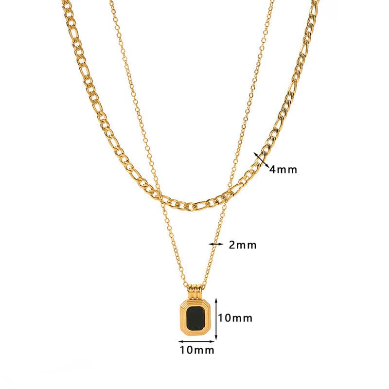 The Noir Frame Layered Necklace 18k Gold Plated Stainless Steel - Image 2