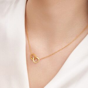 The Eternelle Twin Heart Necklace 18k Gold Plated Stainless Steel