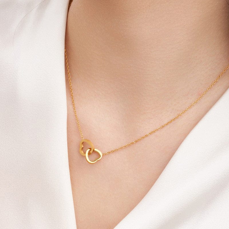 The Eternelle Twin Heart Necklace 18k Gold Plated Stainless Steel