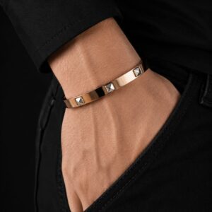 Rose Gold Men's Pyramid Stud Kada