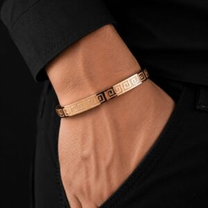 Rose Gold Men's Greek Key Pattern Kada