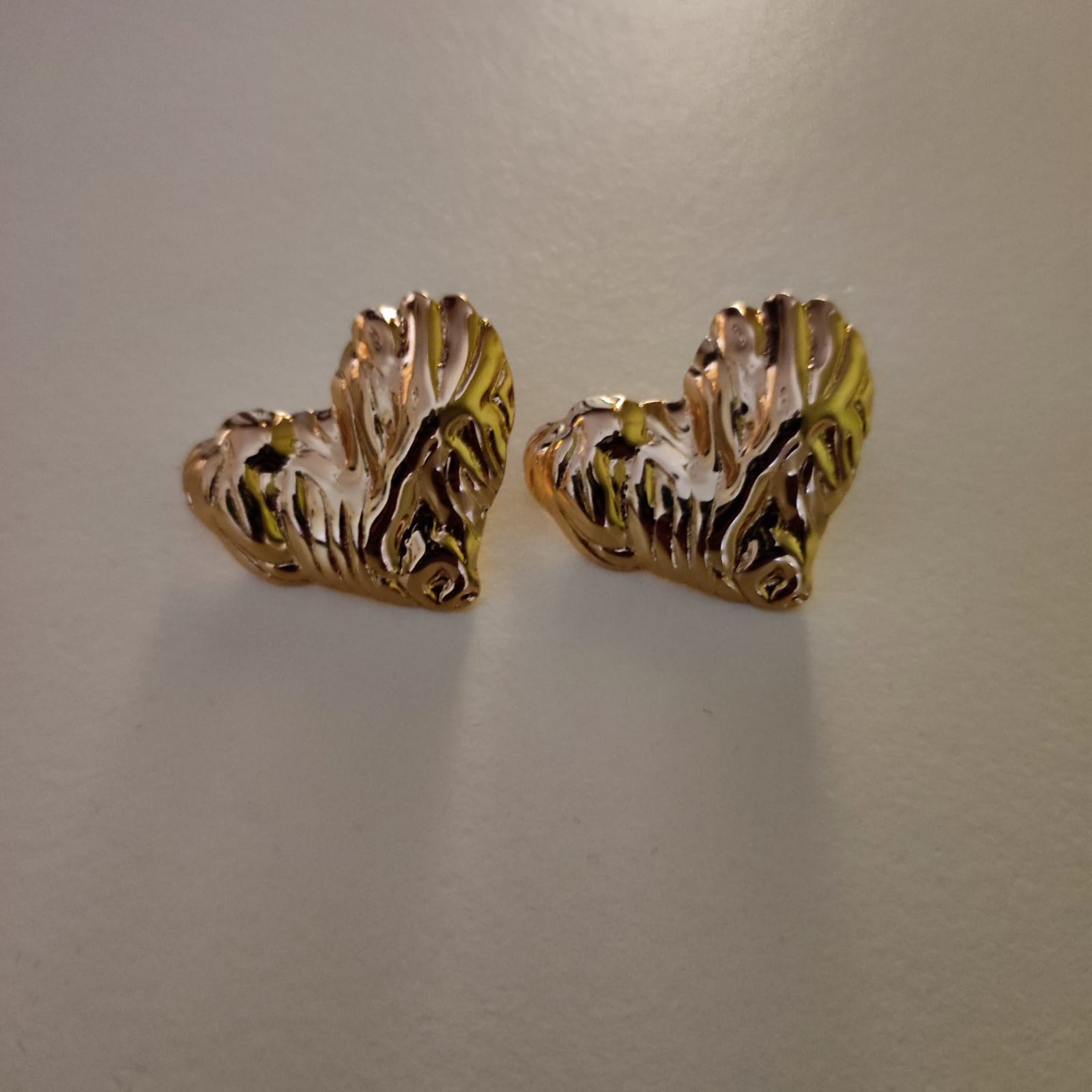 The Molten Heart Studs Gold Tone Stainless Steel Anti-Tarnish Earrings for Wome