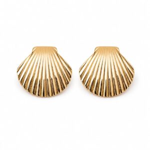 The Golden Seashell Studs  Gold Tone Stainless Steel Anti-Tarnish Earrings
