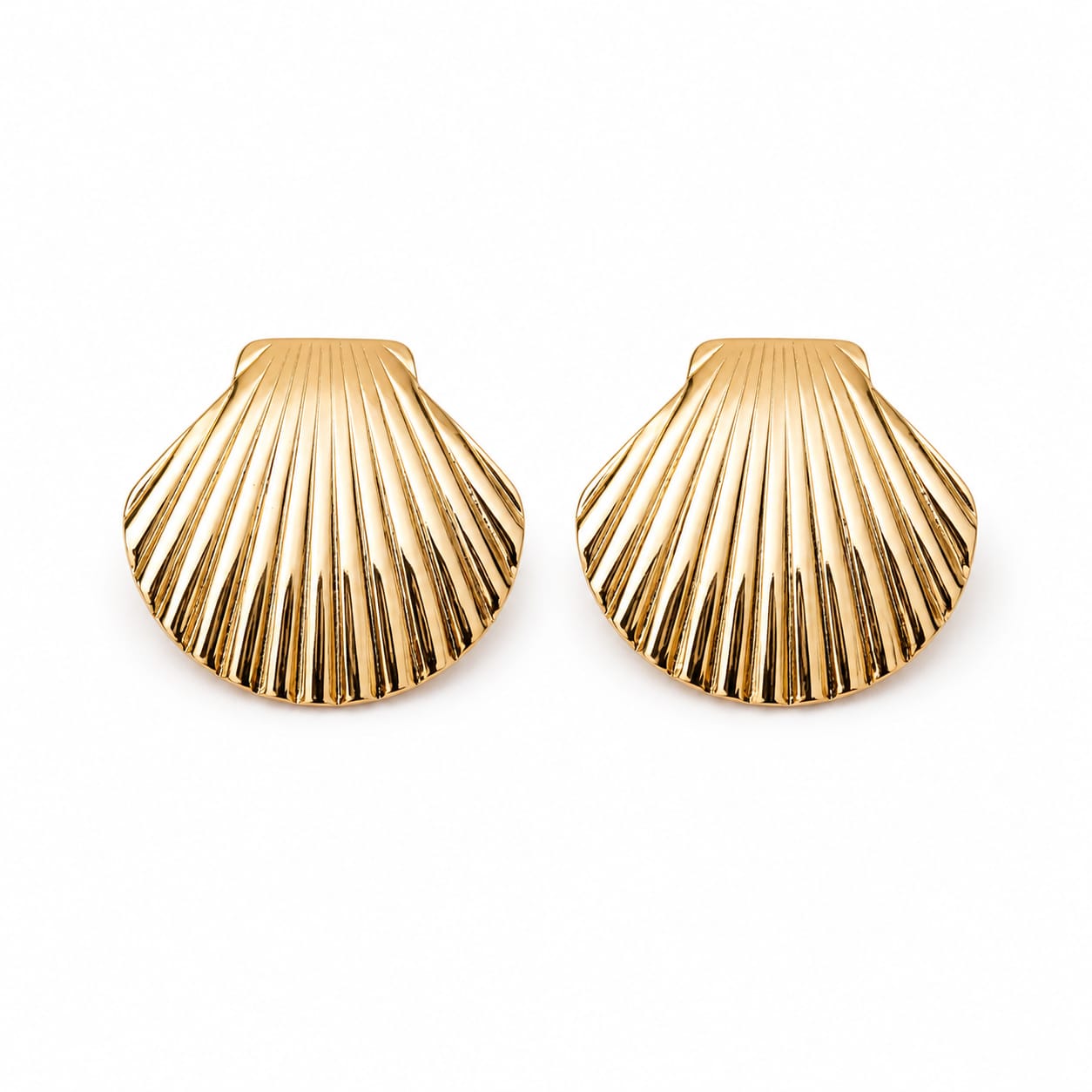 The Golden Seashell Studs Gold Tone Stainless Steel Anti-Tarnish Earrings