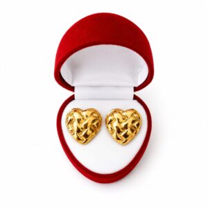 The Woven Heart Studs  Gold Tone Stainless Steel Anti-Tarnish Earrings