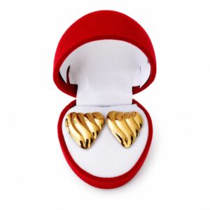 The Croissant Heart Studs  Gold Tone Stainless Steel Anti-Tarnish Earrings