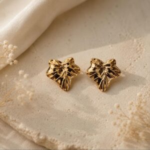 The Golden Ivy Leaf Studs  Gold Tone Stainless Steel Anti-Tarnish Earrings