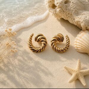 The Twisted Shell Hoops Gold Tone Stainless Steel Anti-Tarnish Earrings