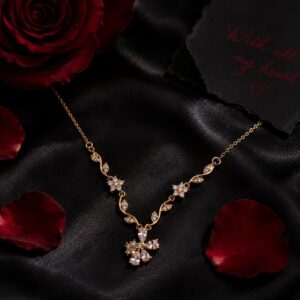 The Fiora Bloom Necklace  18K Gold Plated Anti-Tarnish CZ Necklace