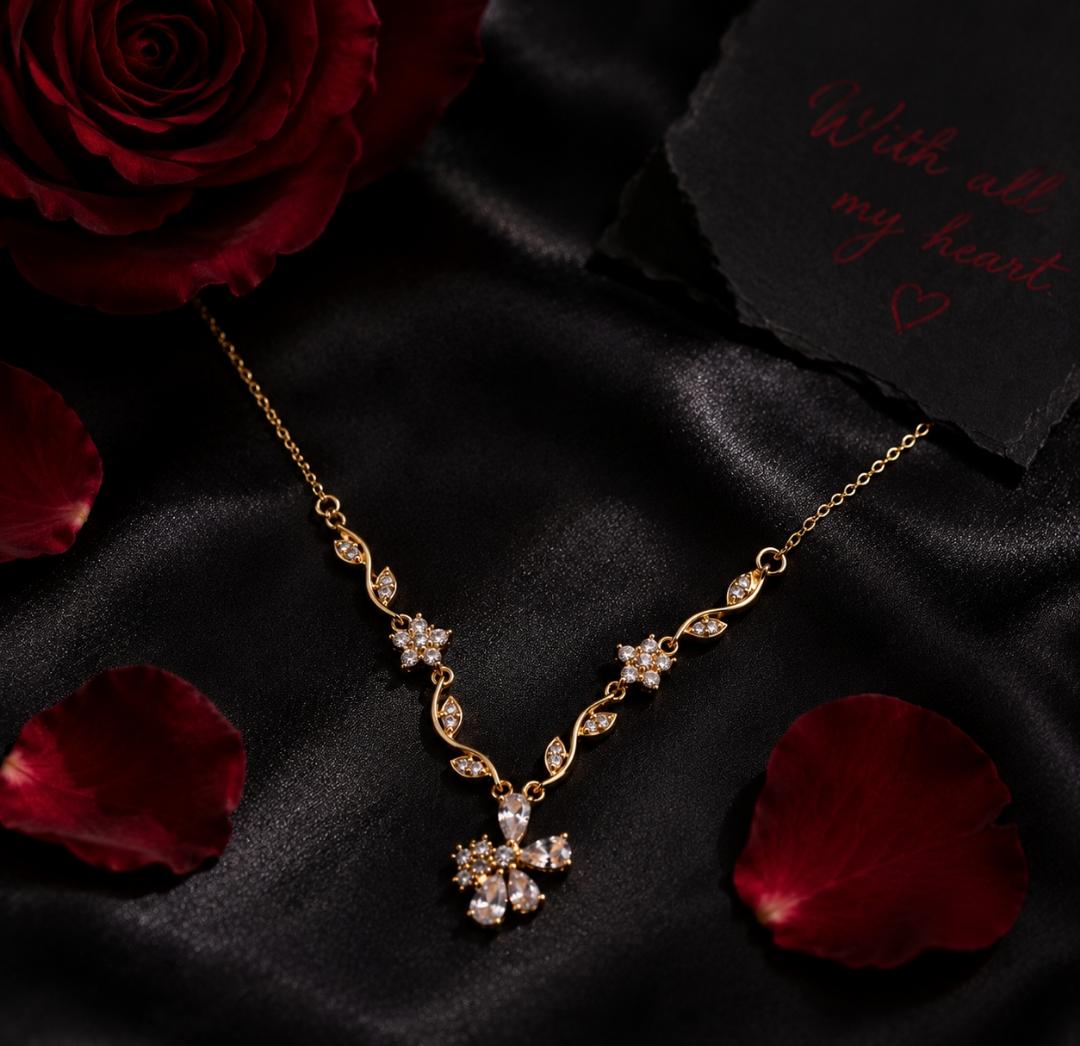 The Fiora Bloom Necklace 18K Gold Plated Anti-Tarnish CZ Necklace