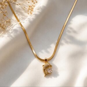 The Delfina Wave Necklace  18K Gold Plated Anti-Tarnish CZ Pendant