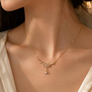 The Astrale Glow Necklace  18K Gold Plated Anti-Tarnish CZ Cluster Necklace