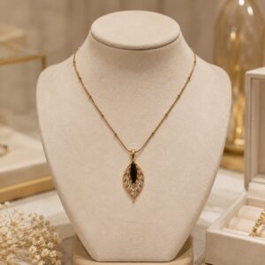 The Noira Leaf Necklace18K Gold Plated Anti-Tarnish Leaf CZ Pendant