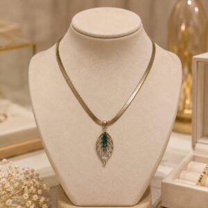 The Emera Leaf Necklace 18K Gold Plated Anti-Tarnish Leaf CZ Pendant