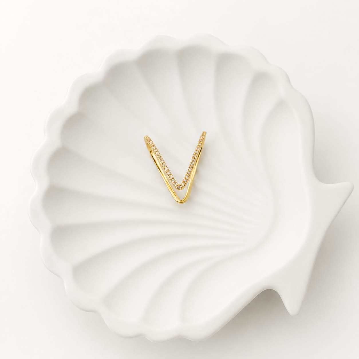 Double V Anti-Tarnish Ring - 18K Gold Plated