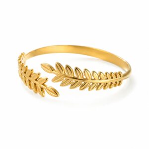 Laurel Leaf Bypass Cuff Bracelet