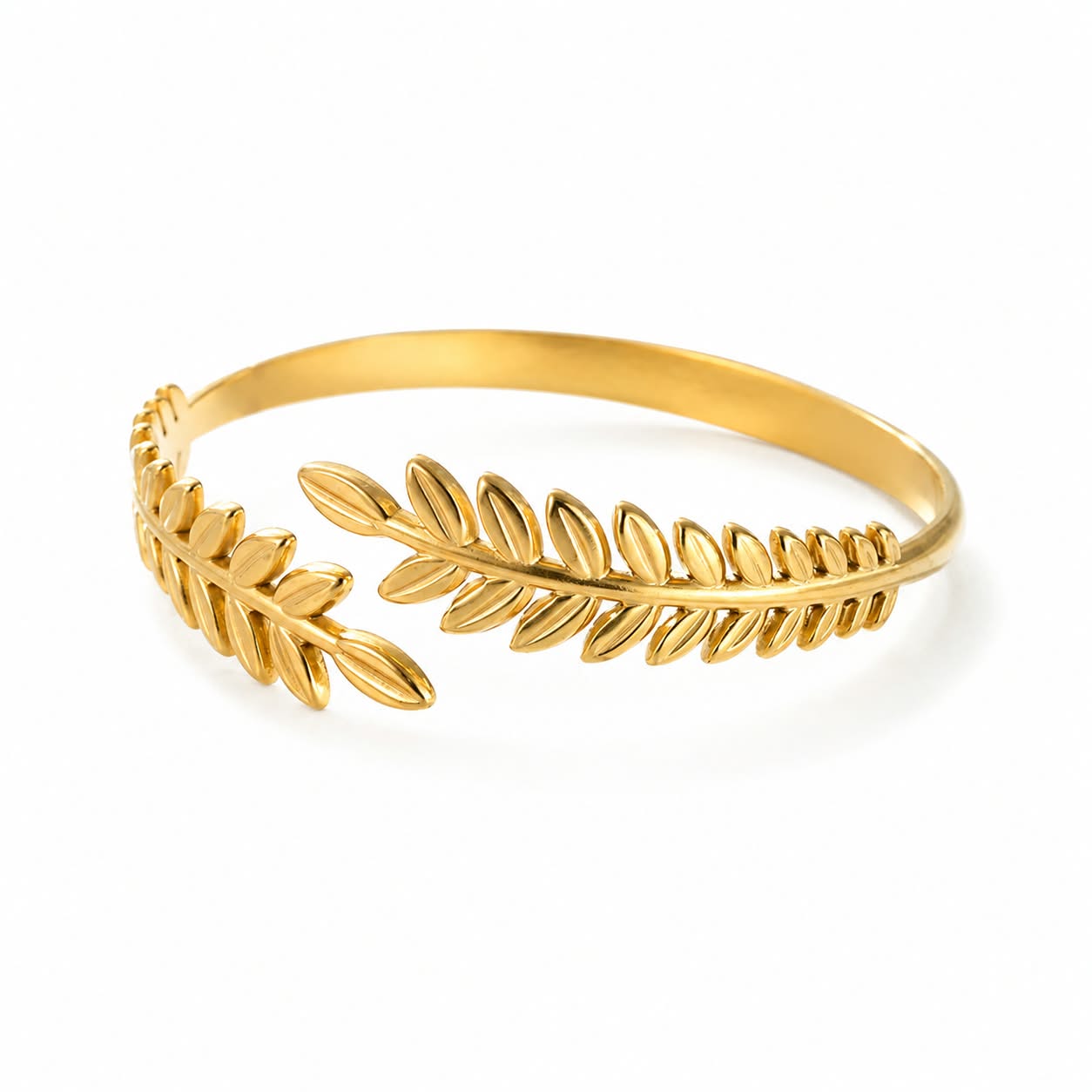 Laurel Leaf Bypass Cuff Bracelet