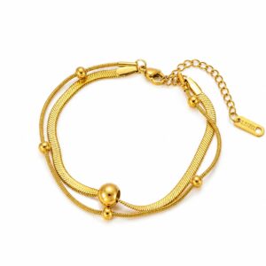 Double Layer Beaded Snake Chain Bracelet