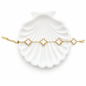 Reversible 5 Motif Clover Bracelet - Black & White | Anti-Tarnish