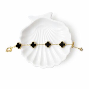 Reversible 5 Motif Clover Bracelet - Black & White | Anti-Tarnish