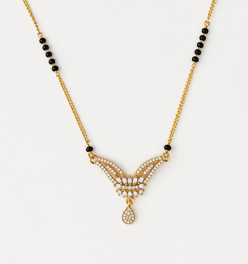 Golden Titli American Diamond Anti-Tarnish Mangalsutra
