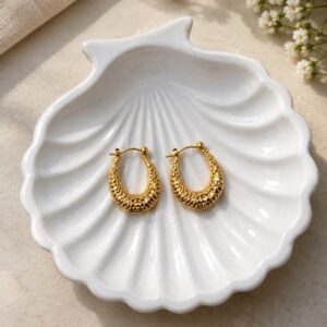 Golden Textured Oval Hoops