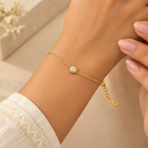 Minimalist Single Solitaire Gold Bracelet