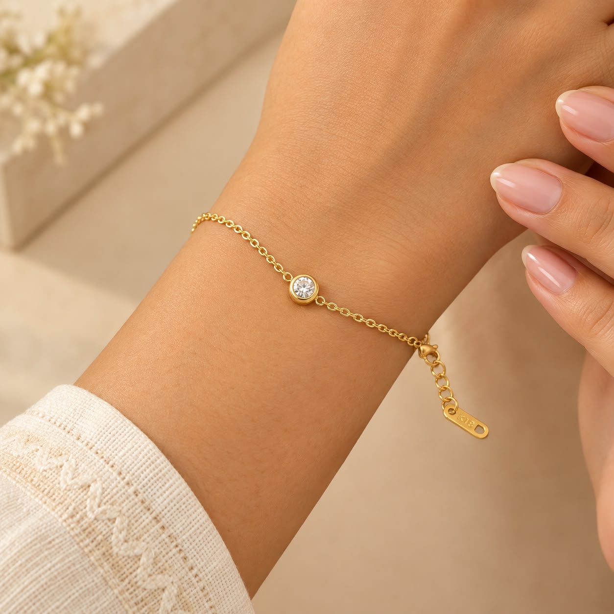 Minimalist Single Solitaire Gold Bracelet