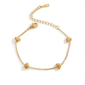4 Hearts Golden Charm Bracelet